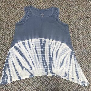 Justice Blue and White Tie-Dye Tank Top